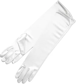 15.5" Long Shiny Stretch Satin Dress Gloves Below-The-Elbow Length 8BL