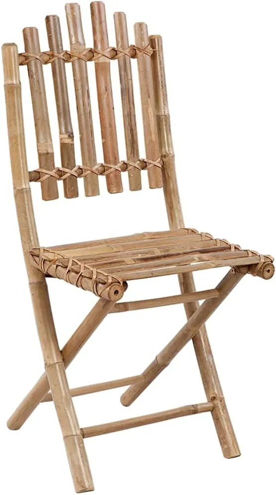 2-Pack Bamboo Folding Patio Chairs with Taupe Cushions, Outdoor Furniture Set for Garden Dining, Poolside Lounging and Backyard Relaxation