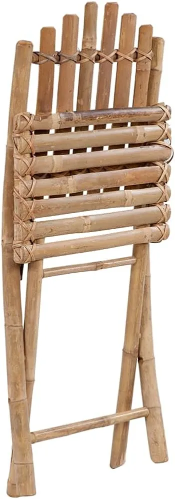 2-Pack Bamboo Folding Patio Chairs with Taupe Cushions, Outdoor Furniture Set for Garden Dining, Poolside Lounging and Backyard Relaxation