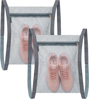 2 Pcs Shoe Drying Bag, Sneaker Bags for Dryer, Bag for Drying Shoes, Reusable Shoe Dryer Mesh Bags, Honeycomb Net Laundry Bags with Zipper & Strap for Washing Machine, Shoes, Clothing, 15.7x13.8 Inch