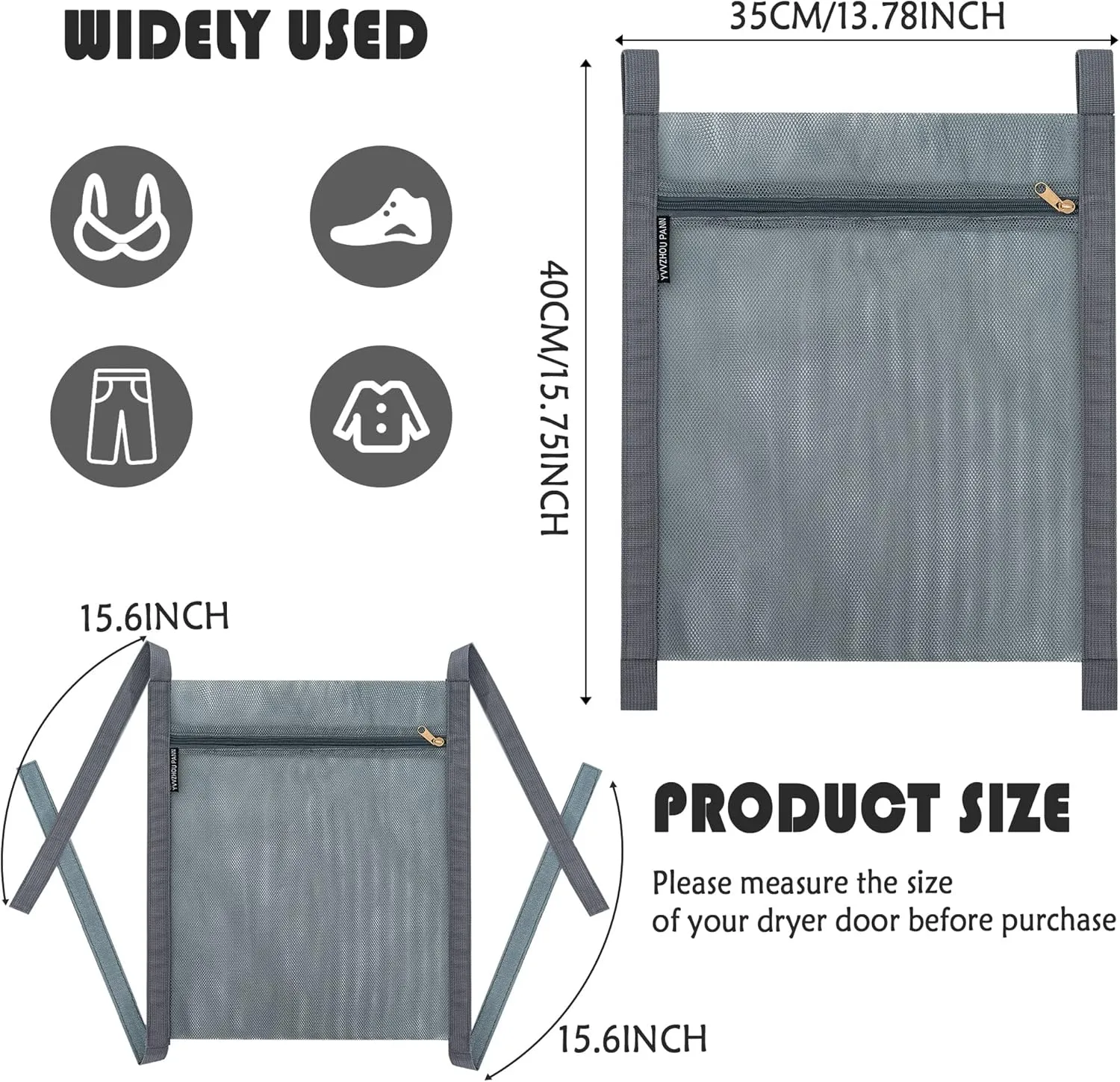 2 Pcs Shoe Drying Bag, Sneaker Bags for Dryer, Bag for Drying Shoes, Reusable Shoe Dryer Mesh Bags, Honeycomb Net Laundry Bags with Zipper & Strap for Washing Machine, Shoes, Clothing, 15.7x13.8 Inch