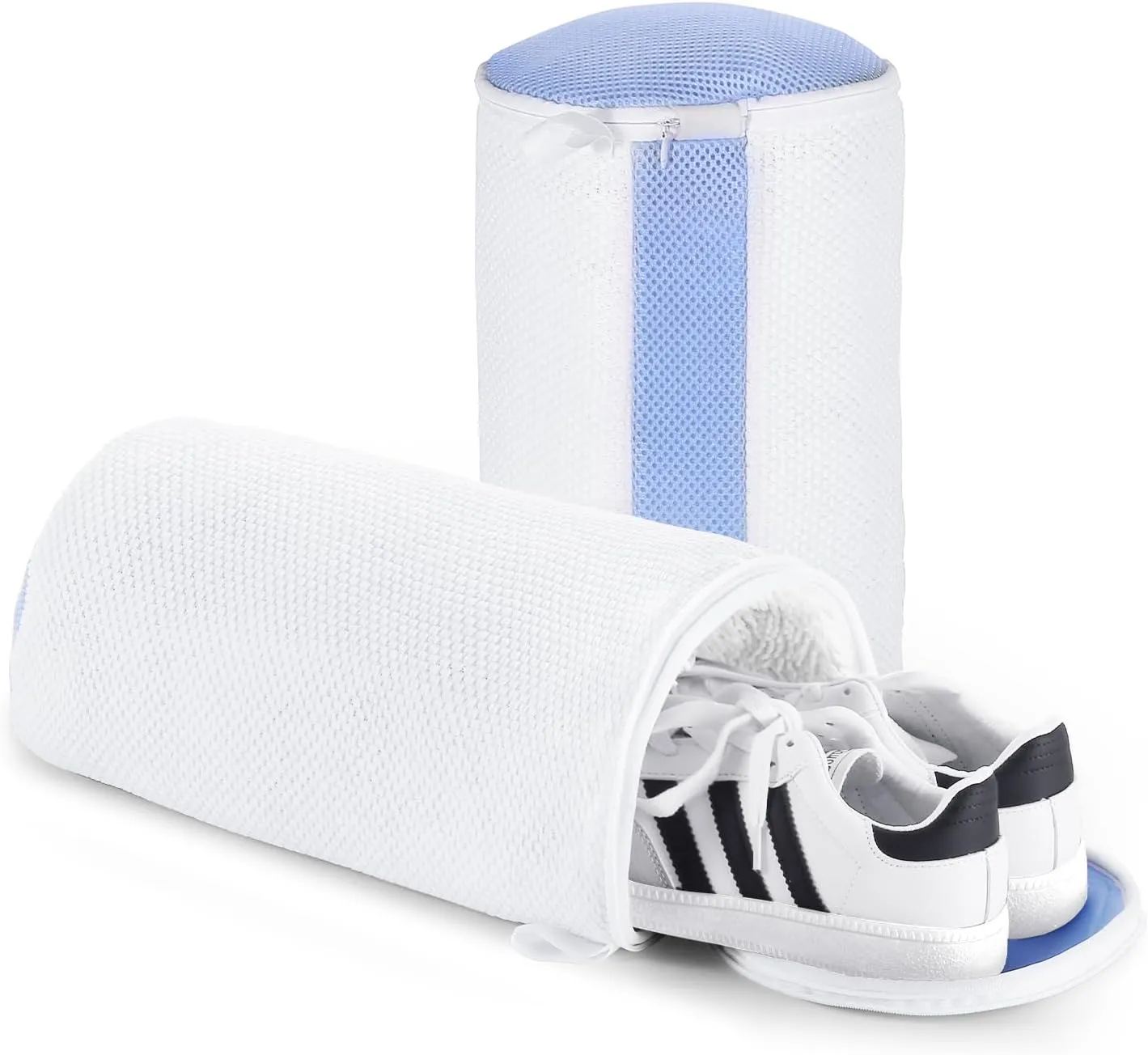 2 Pcs Shoe Washing Machine Bags, Laundry Bag for Shoe Washer and Dryer, Reusable Shoe Cleaning Bag Fluffy Fiber Inside, Sneaker Mesh Laundry Bags for All Shoes, Large Size, 7 x 13 Inches