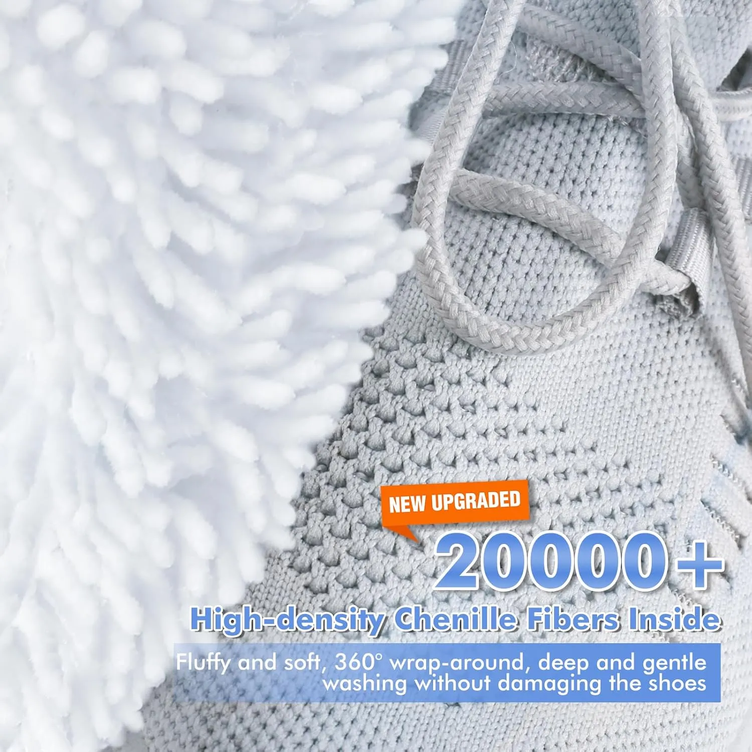 2 Pcs Shoe Washing Machine Bags, Laundry Bag for Shoe Washer and Dryer, Reusable Shoe Cleaning Bag Fluffy Fiber Inside, Sneaker Mesh Laundry Bags for All Shoes, Large Size, 7 x 13 Inches
