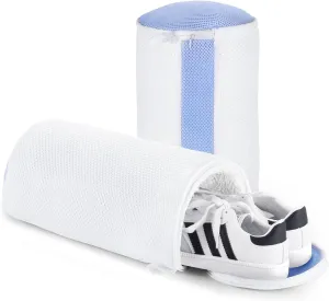 2 Pcs Shoe Washing Machine Bags, Laundry Bag for Shoe Washer and Dryer, Reusable Shoe Cleaning Bag Fluffy Fiber Inside, Sneaker Mesh Laundry Bags for All Shoes, Large Size, 7 x 13 Inches