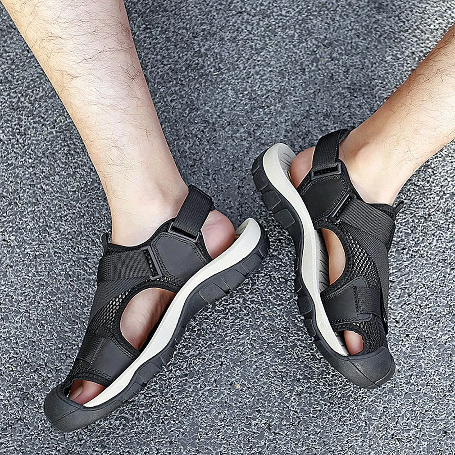 2025 New Andals Men's Breathable Sports Outdoor Beach Shoes Slip Hollow Cowhide Men's Shoes Man Sandal