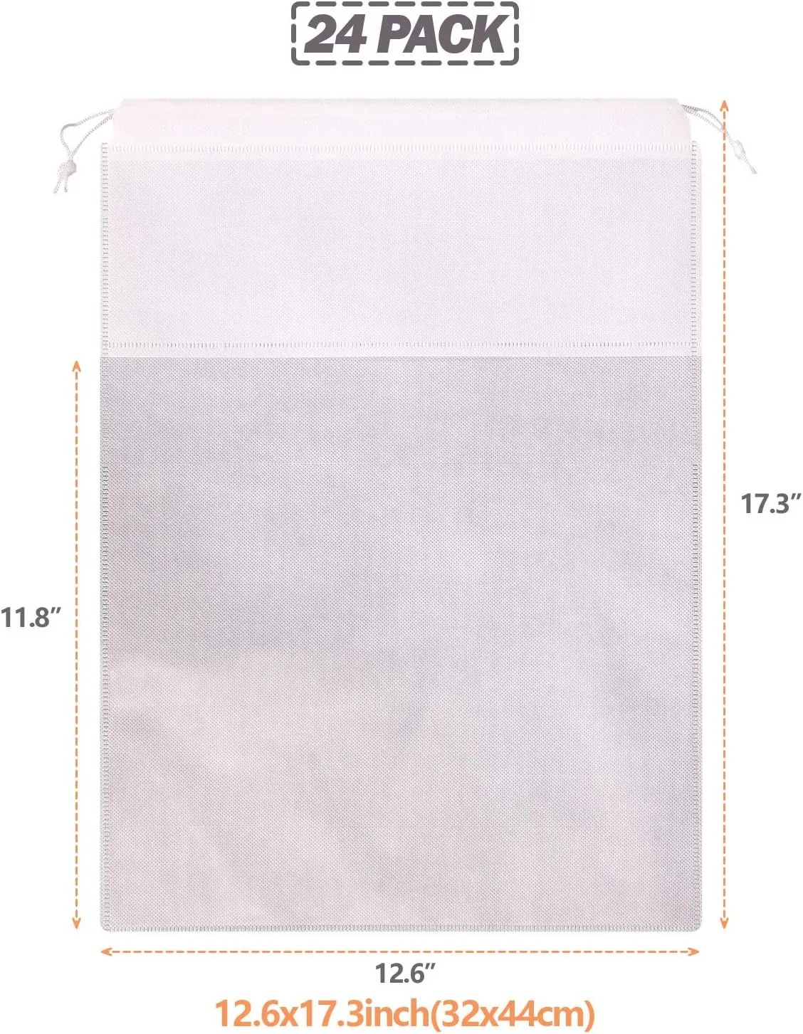 24 Pack Portable Shoe Bags for Travel Large Shoes Pouch Storage Organizer Clear Window with Drawstring for Men and Women White