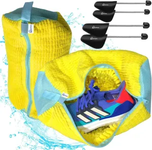2PCS Shoe Washing Machine Bag for Sneakers Tennis Gym plus 4 Shoe Trees for Men & Women- Laundry Shoe Cleaner Bags for Washer & Dryer- Reusable Durable Zipper Shoe Cleaner for Washing Machine