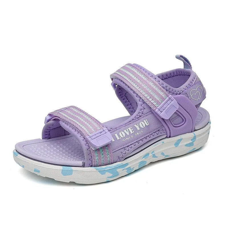 3-12 Girls Sandals Kids Summer Children Light Fashion Beach Shoes