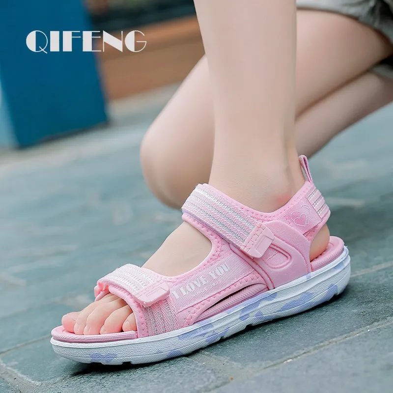 3-12 Girls Sandals Kids Summer Children Light Fashion Beach Shoes