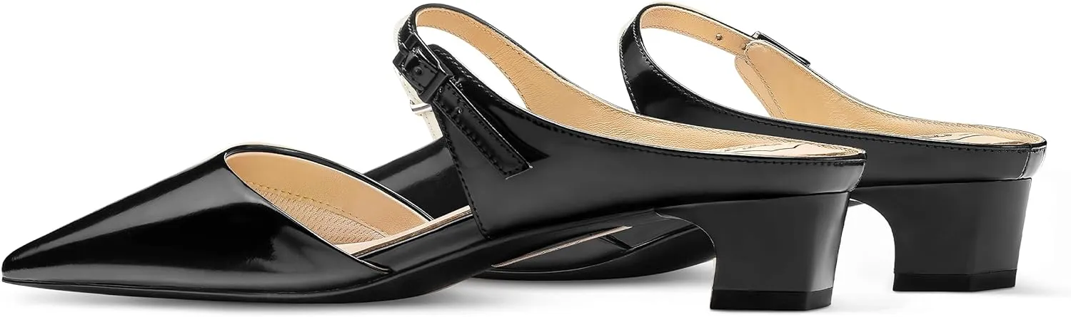 7or9 Women Sofa Sandals Comfortable Lambskin Slide Heeled Sandals Dressy Square Toe Block High Heels Strap Sandals