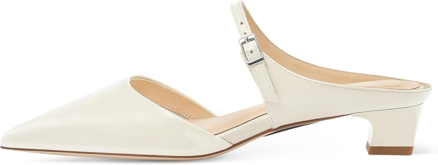 7or9 Women Sofa Sandals Comfortable Lambskin Slide Heeled Sandals Dressy Square Toe Block High Heels Strap Sandals