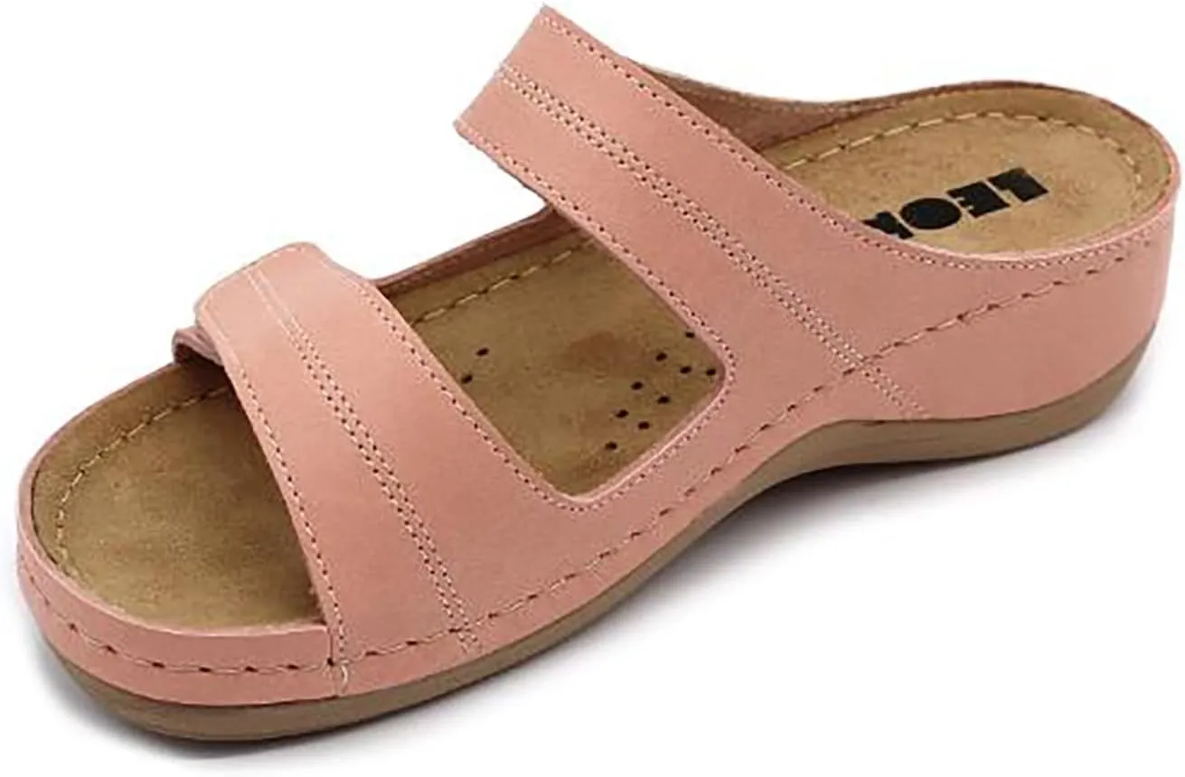 907 Leather Slip-on Womens Ladies Sandal Clogs Mules Slides Slippers Shoes