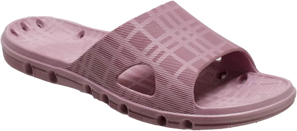 Ad Tec Women’s PVC Slide Sandal Shower Drainage Holes Comfortable, Non-Slip and Quick Dry, Casual Indoor/Outdoor Slippers