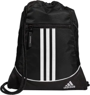 adidas Alliance Sackpack, Drawstring, Lightweight Small Gym Bag for Women, Soccer Backpack, Black, One Size