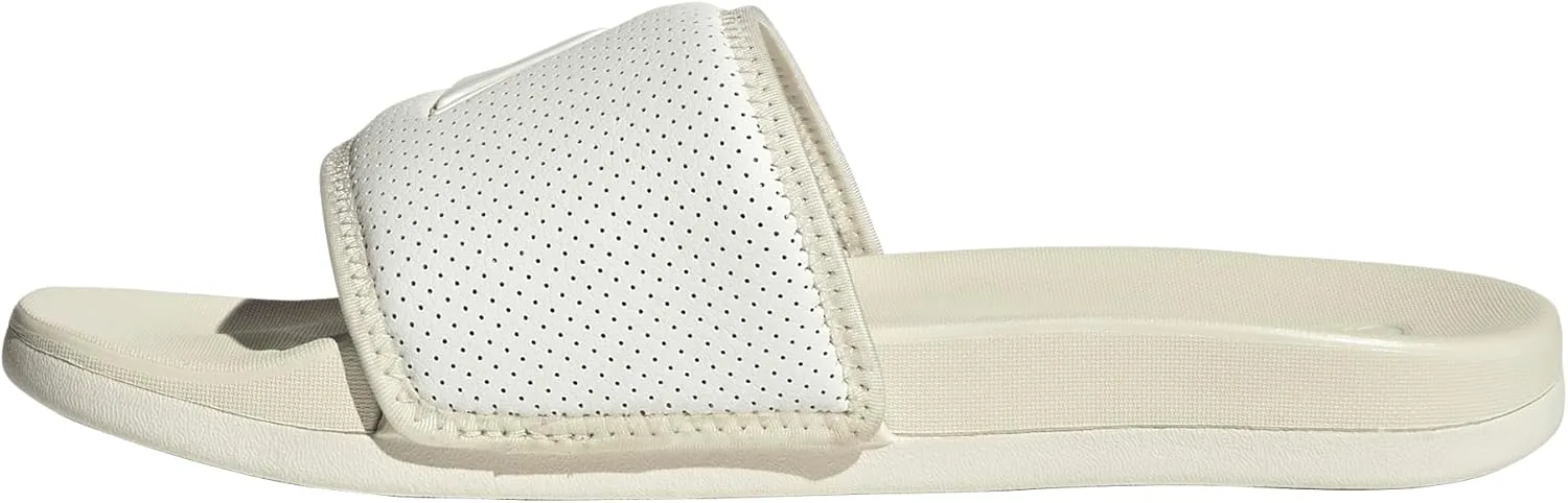 adidas Women's Adilette Comfort Slide Sandal, Off White/Zero Metallic/Wonder White, 9