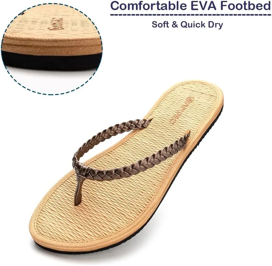 Ampeo Women's Flip Flops Comfortable Lightweight Summer Beach Quick-Dry Thong Flat Sandals