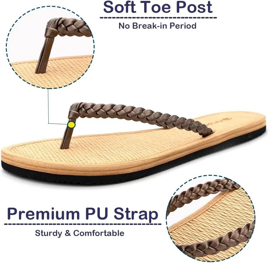 Ampeo Women's Flip Flops Comfortable Lightweight Summer Beach Quick-Dry Thong Flat Sandals