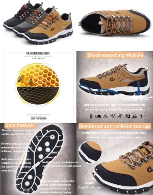 AngryMonkey Men's Outdoor Orthopedic Hiking Shoes,Lightweight Comfy Breathable Non-Slip Height Travel Walking Fashion Sneakers