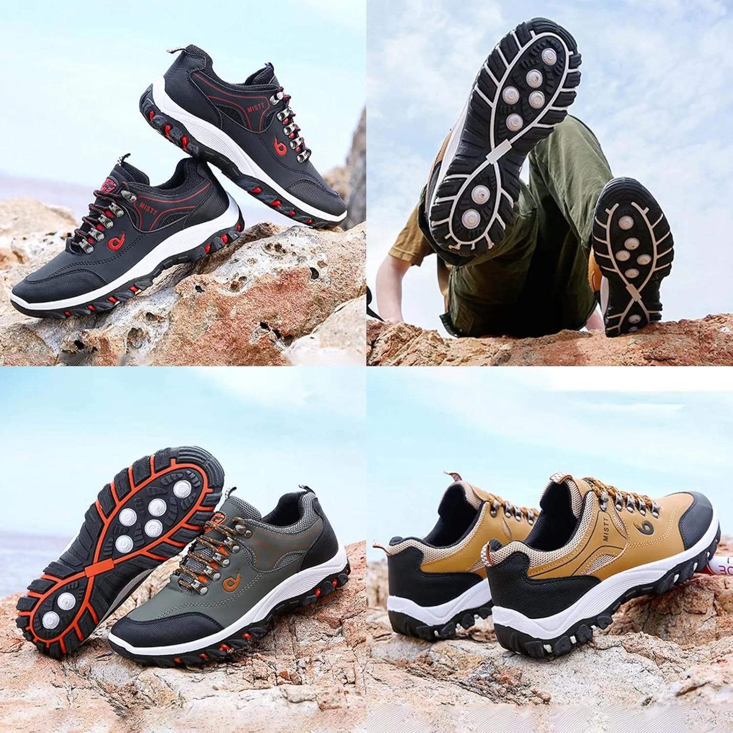 AngryMonkey Men's Outdoor Orthopedic Hiking Shoes,Lightweight Comfy Breathable Non-Slip Height Travel Walking Fashion Sneakers