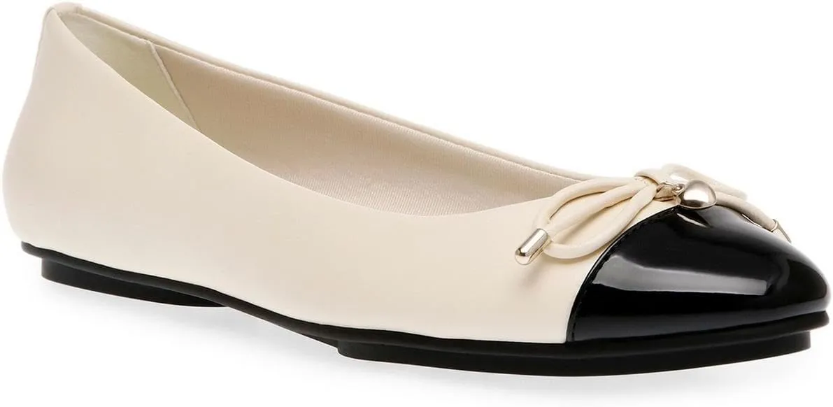 Anne Klein Womens LUCI Faux Leather Slip On Flat Shoes