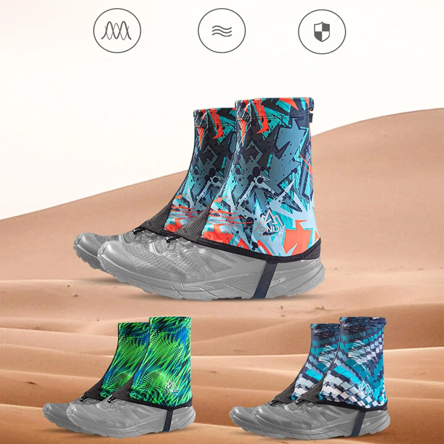 AONIJIE Low Trail Gaiters Ankle Gators Protective Reflective Shoe Covers UV Protection Breathable Sand Prevention for Triathlon Hiking Climbing