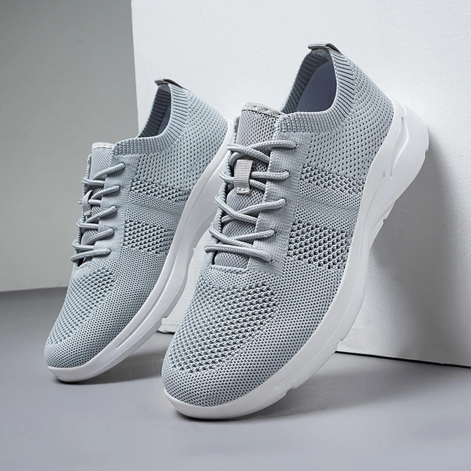 Arch Support Hiking Shoes for Men Breathable Elastic Fly Woven Mesh Sneaker Lightweight Diabetic Shoes for Men