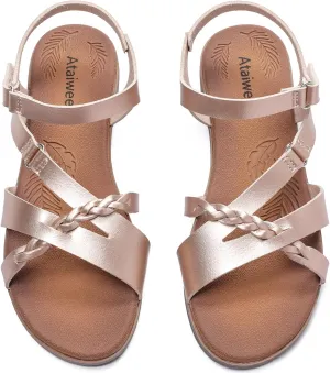 Ataiwee Women's Flat Slide Sandals - Fashion Slip On Flat Summer Shoes.