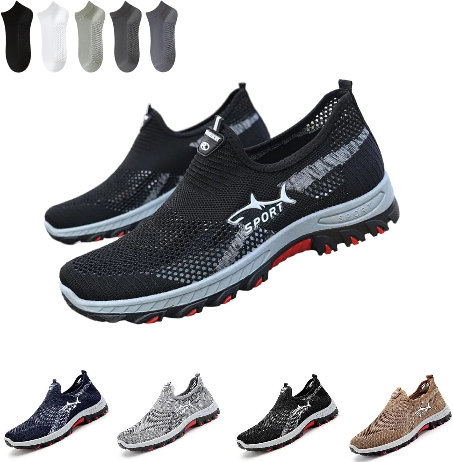 Atlacoast - Jarv Cooling Comfort Sneaker for Men, Slip-On Design, Non-Slip Soft Soled, Summer Breathable Mesh Shoes