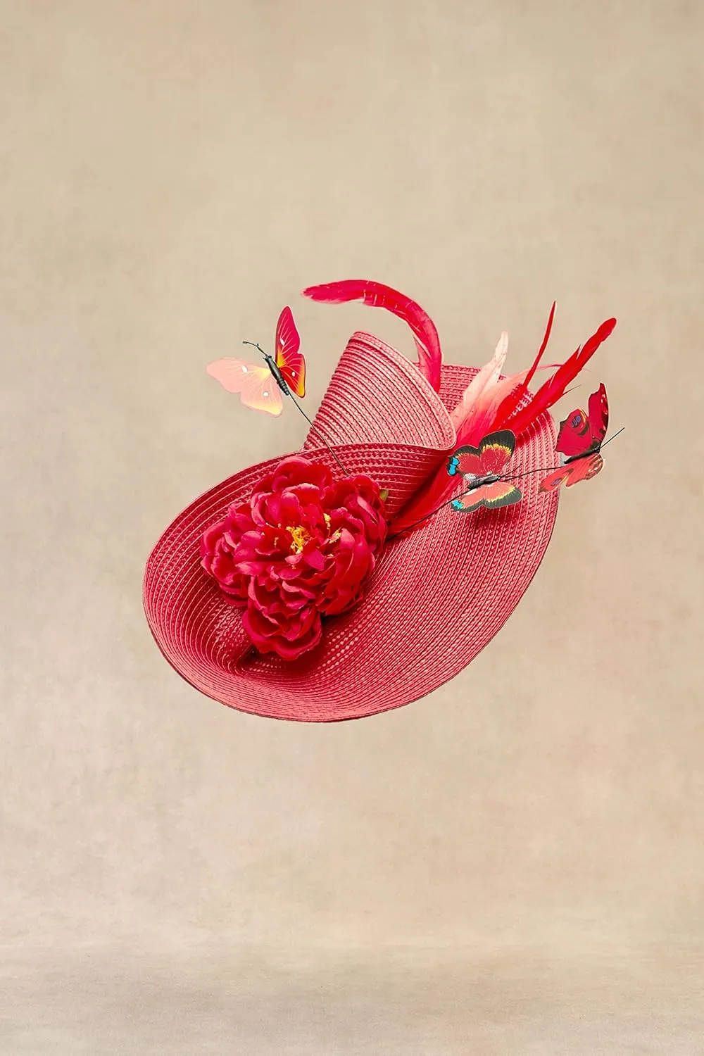 BABEYOND Tea Party Fascinator Hat for Women Kentucky Headwear Derby Wide Brim Butterfly Church Hat for Cocktail Wedding