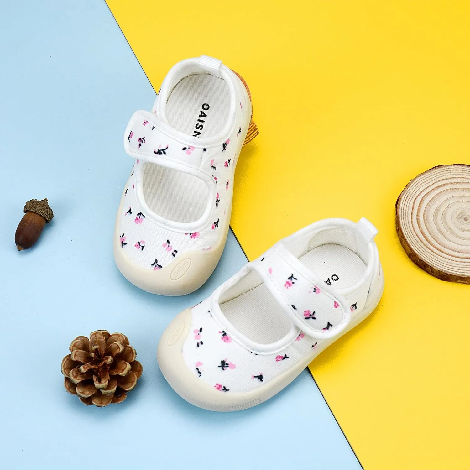 Baby Girl Canvas Sneakers Toddler Girl Mary Jane Flats Non-Slip Casual School Uniform Loafers Dress Shoe