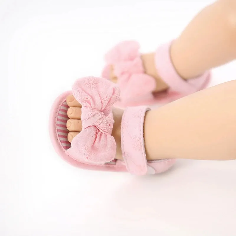 Baby Girls Bow Breathable Princess Flat Soft Sole  Sandals