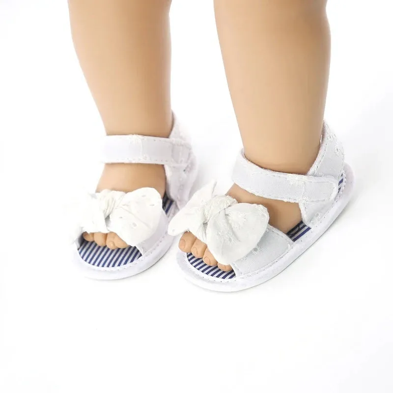 Baby Girls Bow Breathable Princess Flat Soft Sole  Sandals