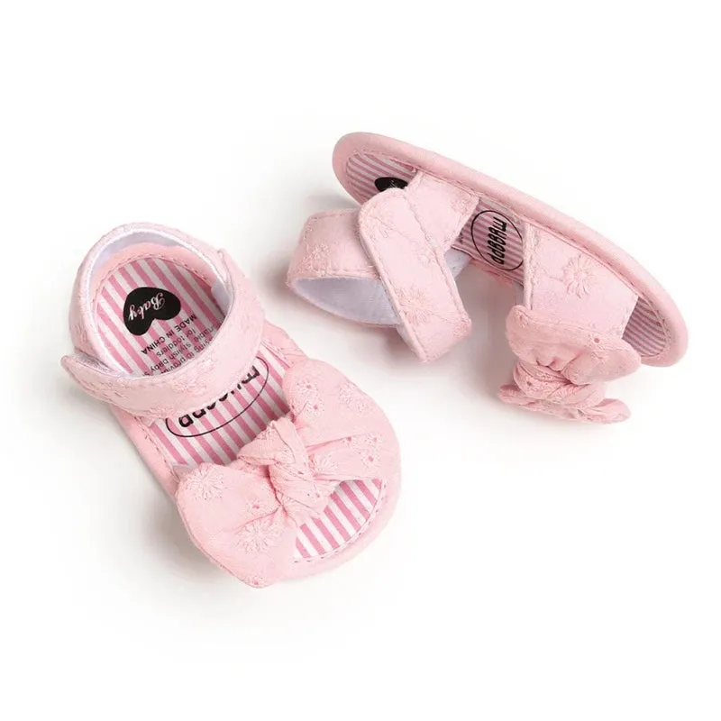 Baby Girls Bow Breathable Princess Flat Soft Sole  Sandals