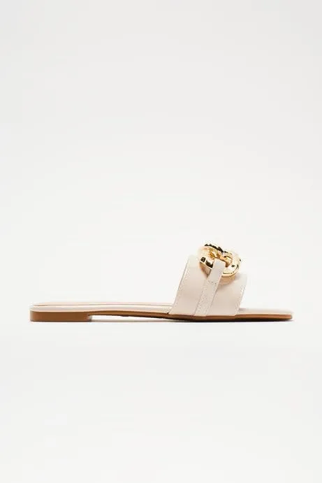 BAMBOO® Women's Square Toe Jeweled Embellishment Slip On Flat Sandal