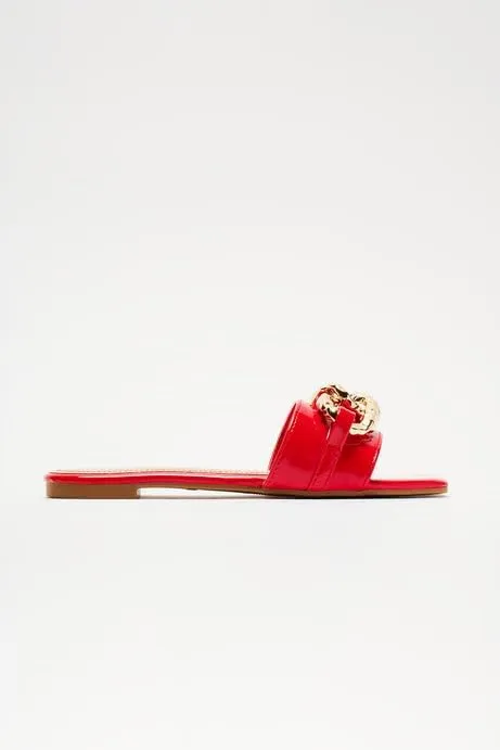 BAMBOO® Women's Square Toe Jeweled Embellishment Slip On Flat Sandal