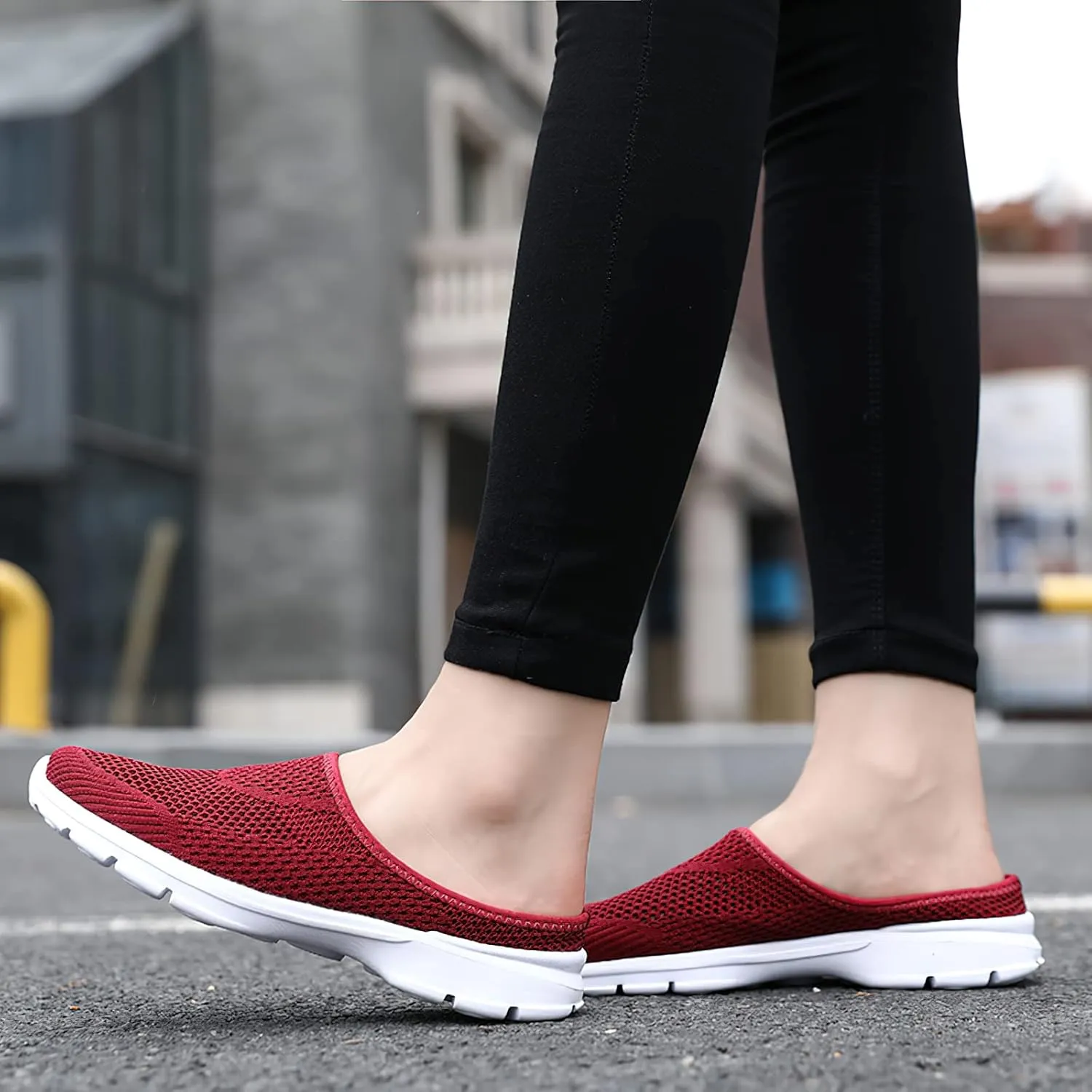 baobeijiadao Womens Mesh Mules Slip On Shoes Backless Sneakers Knit Flats Non-Slip Walking Shoes