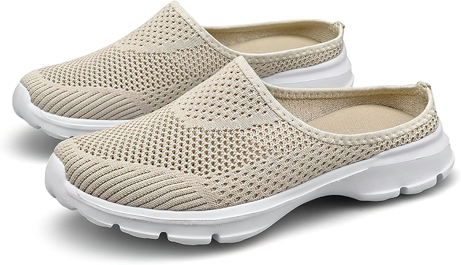 baobeijiadao Womens Mesh Mules Slip On Shoes Backless Sneakers Knit Flats Non-Slip Walking Shoes