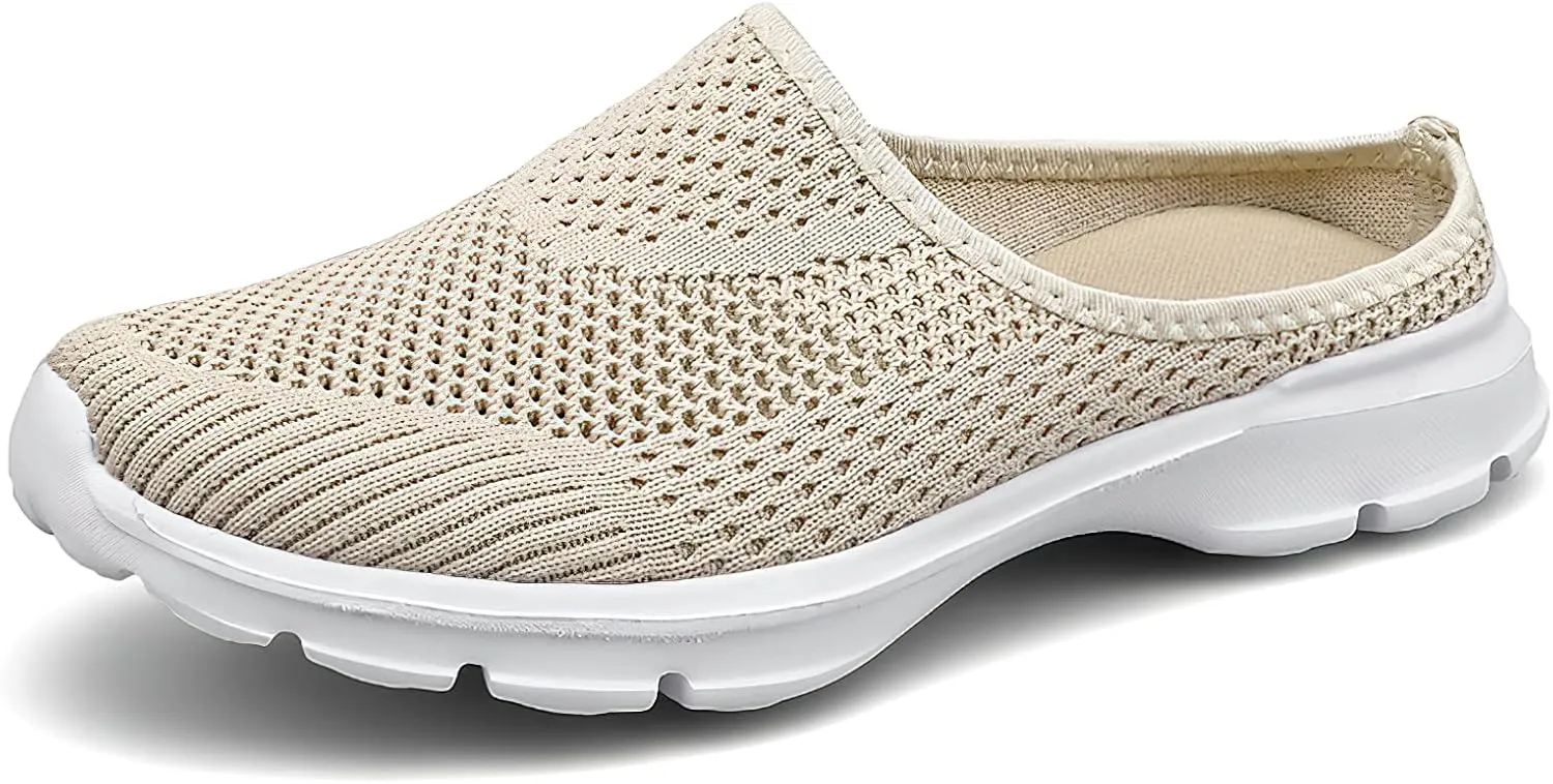 baobeijiadao Womens Mesh Mules Slip On Shoes Backless Sneakers Knit Flats Non-Slip Walking Shoes