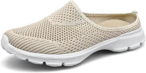 baobeijiadao Womens Mesh Mules Slip On Shoes Backless Sneakers Knit Flats Non-Slip Walking Shoes