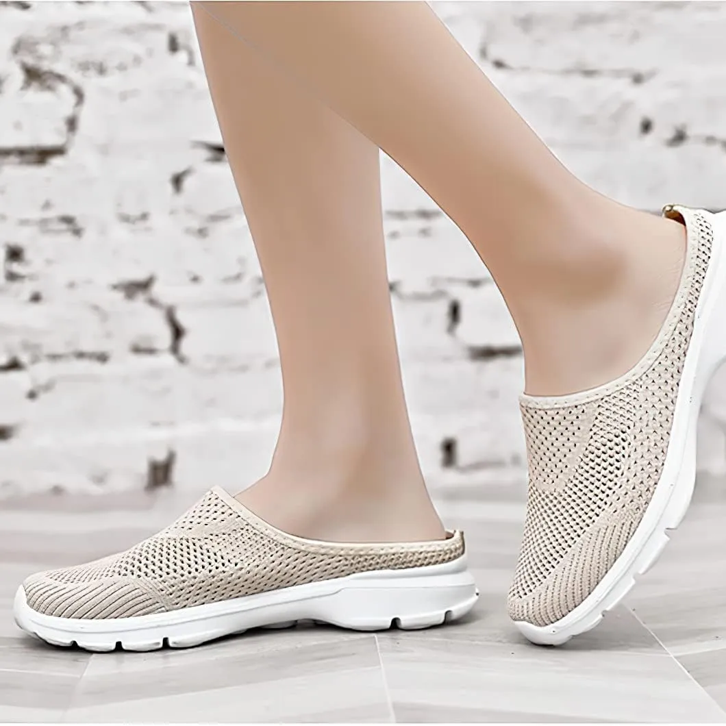 baobeijiadao Womens Mesh Mules Slip On Shoes Backless Sneakers Knit Flats Non-Slip Walking Shoes