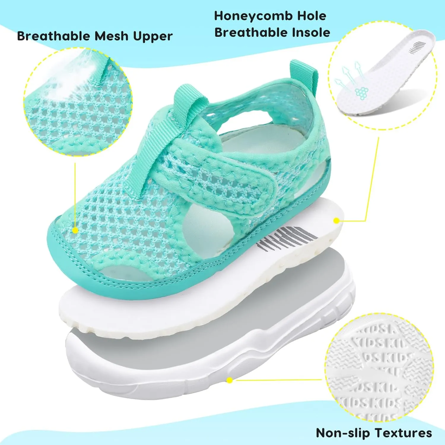 BARERUN Kids Water Shoes Boys Girls Barefoot Aqua Socks for Swim Surf Pool Beach Sport Lightweight Breathable Sandal Athletic Slip-On Sneaker for Toddler Outdoor Indoor