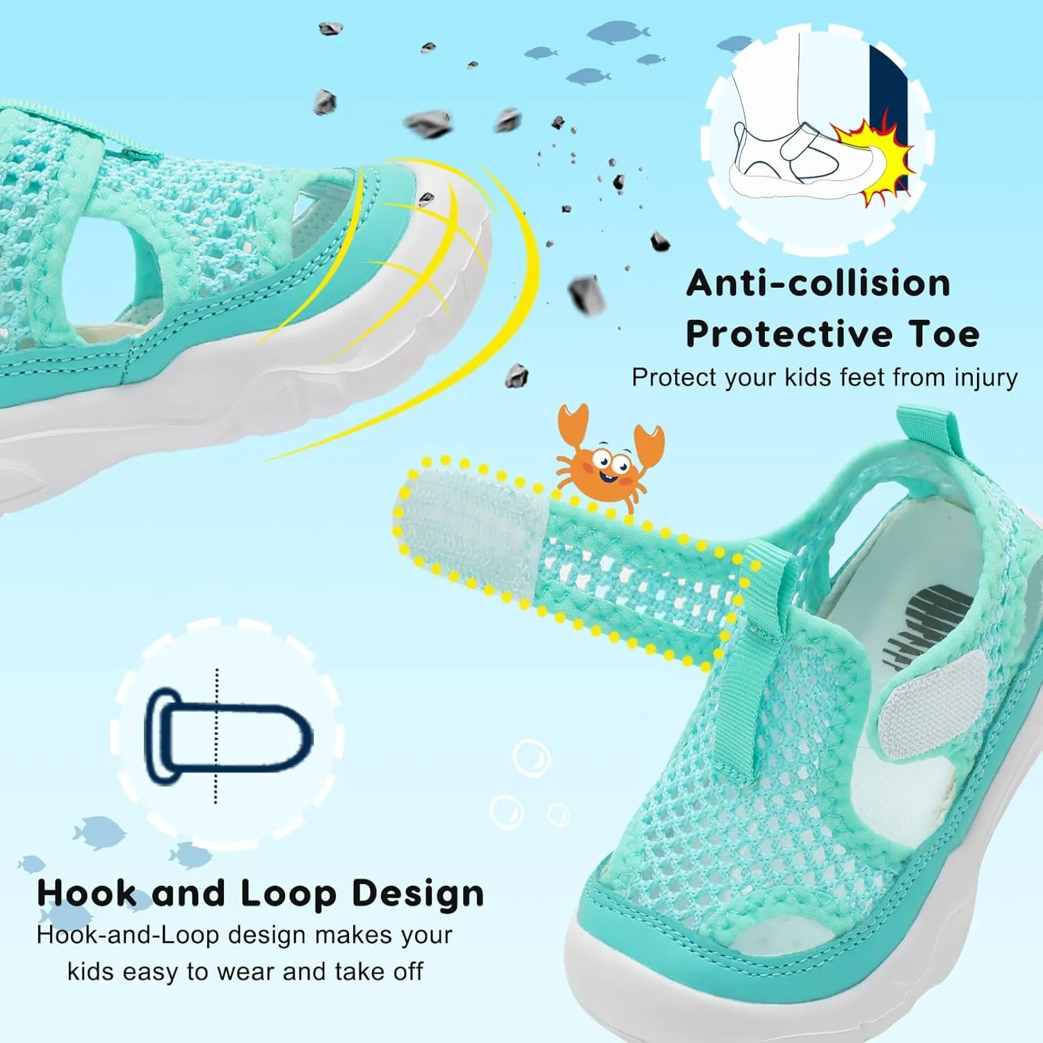 BARERUN Kids Water Shoes Boys Girls Barefoot Aqua Socks for Swim Surf Pool Beach Sport Lightweight Breathable Sandal Athletic Slip-On Sneaker for Toddler Outdoor Indoor