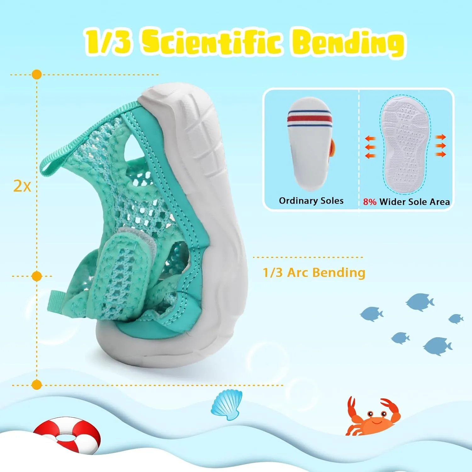 BARERUN Kids Water Shoes Boys Girls Barefoot Aqua Socks for Swim Surf Pool Beach Sport Lightweight Breathable Sandal Athletic Slip-On Sneaker for Toddler Outdoor Indoor