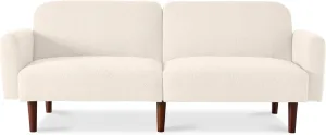 Best Choice Products 77" Mid Century Modern Boucle Loveseat Sofa, Couch, Convertible Sofa Sleeper Bed w/Real Wood, Removable Armrest - Ivory