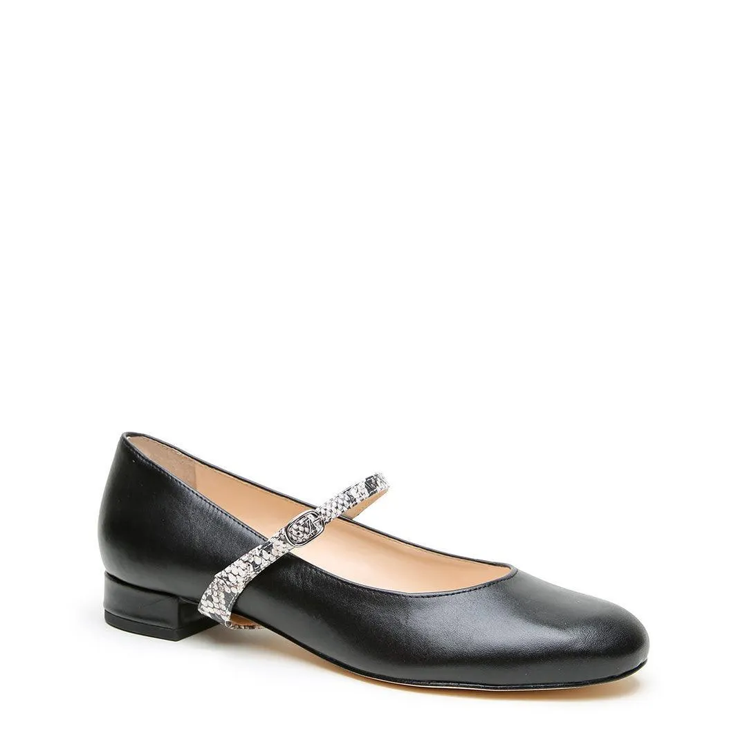 Black Ballet Flat   Python Twiggy Strap