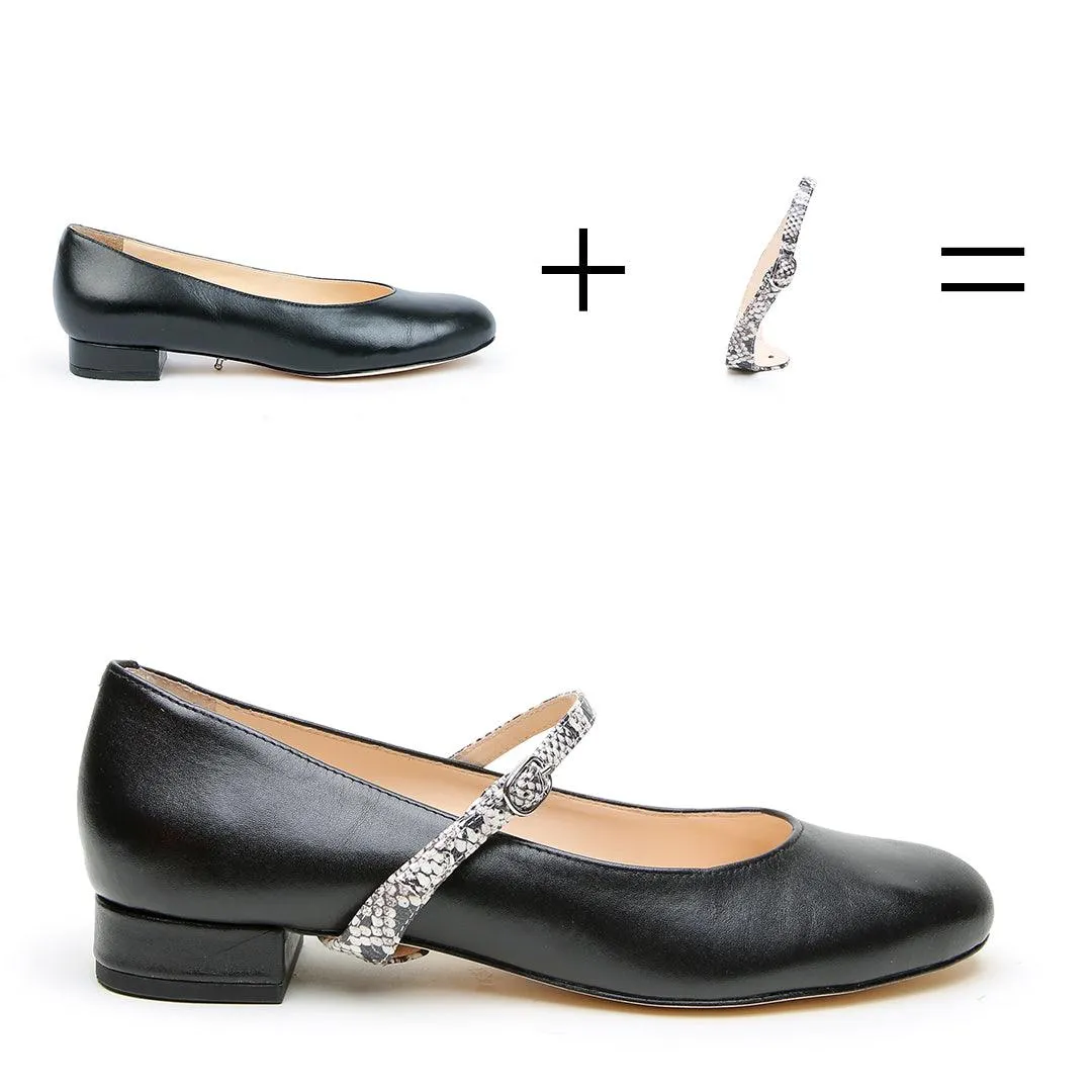 Black Ballet Flat   Python Twiggy Strap