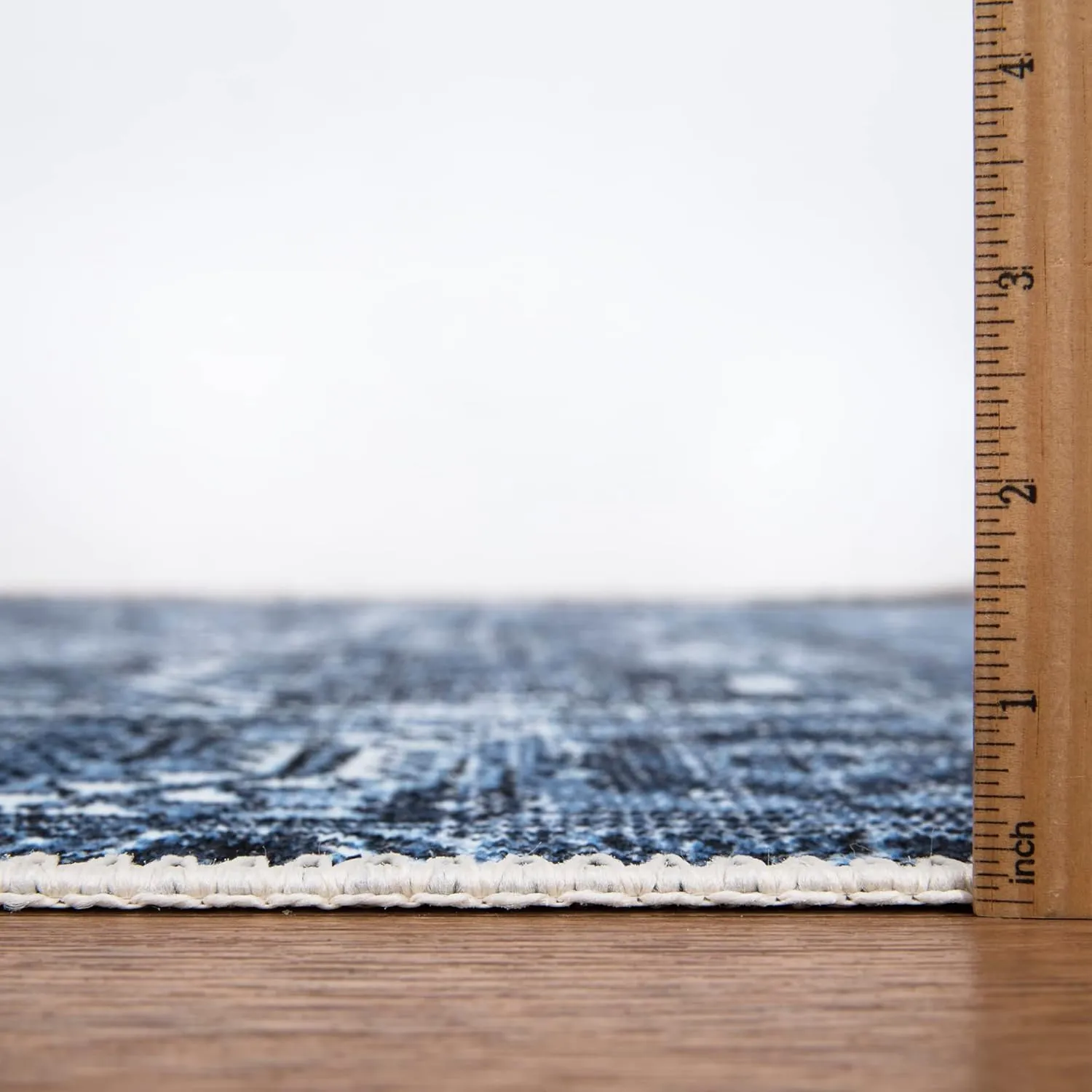Bloom Rugs Washable Non-Slip 7 ft Runner - Blue Traditional Runner for Entryway, Hallway, Bathroom, and Kitchen - Exact Size: 2.5' x 7'
