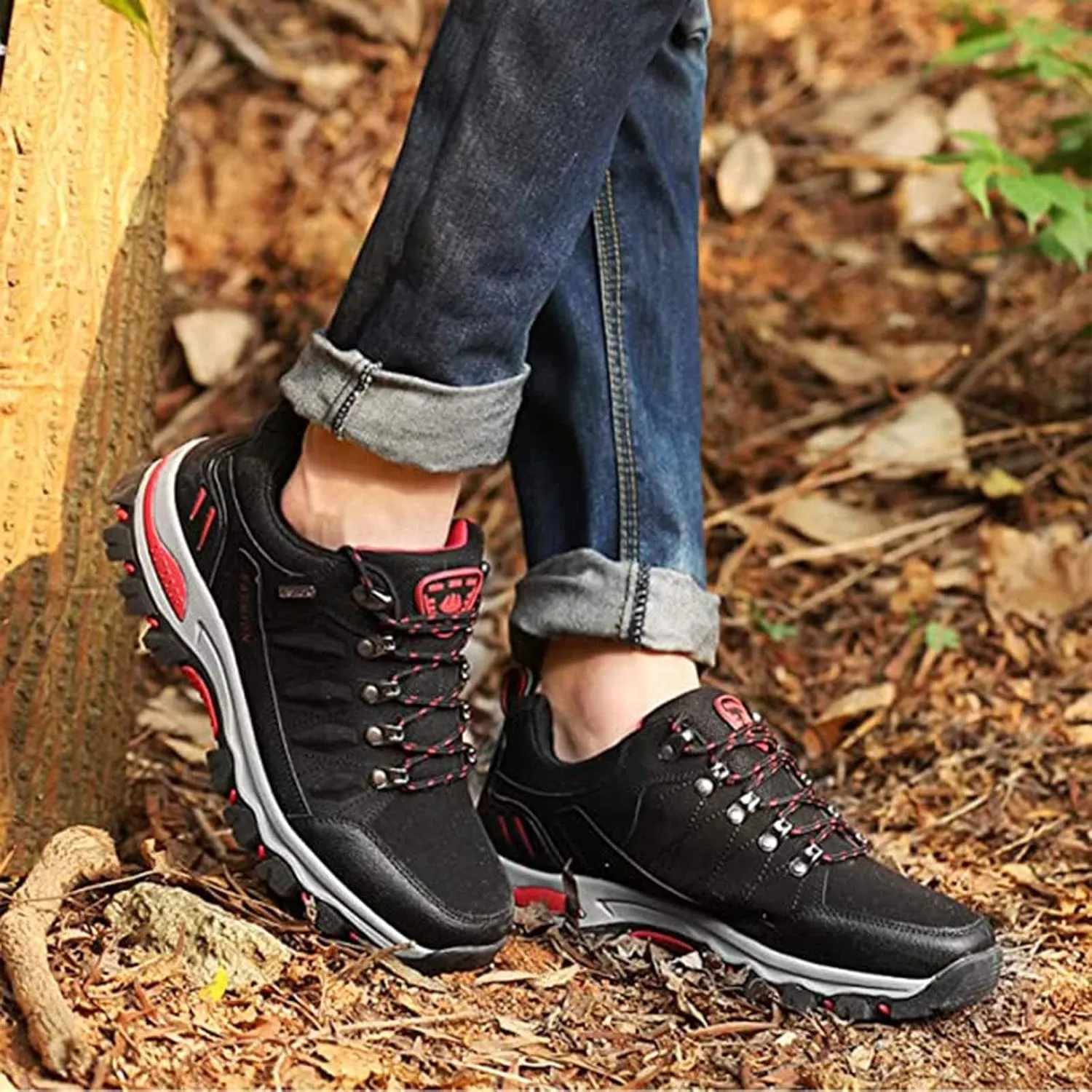 BORAMAX Men's Sneakers Outdoor Sports Climbing Hiking Shoes Waterproof Trekking Suede Non-Slip Running Shoes Mens Climbing Shoes