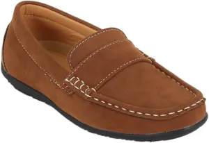 Boys Faux Suede Slip On Loafer Wedding Classic Smart Casual Moccasin Flat Shoes