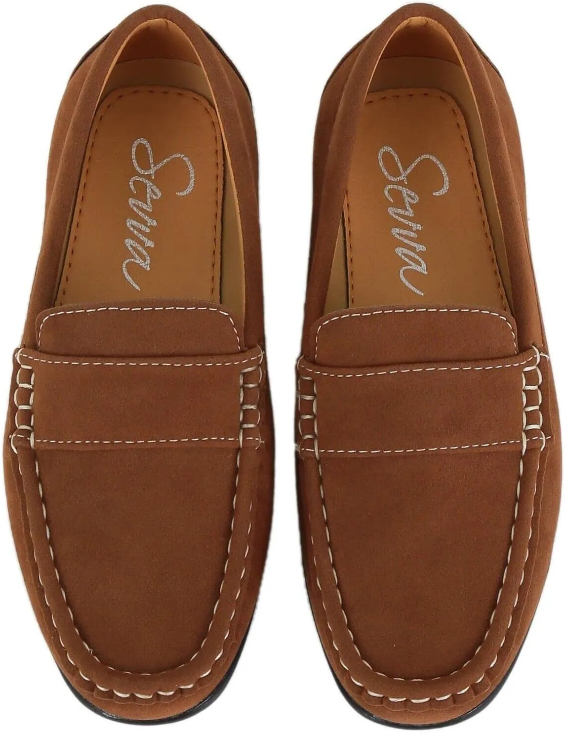 Boys Faux Suede Slip On Loafer Wedding Classic Smart Casual Moccasin Flat Shoes